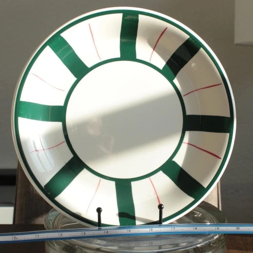Furio Italy Large 12 inch Serving‎ Plate Platter Green Red Striped Ceramic